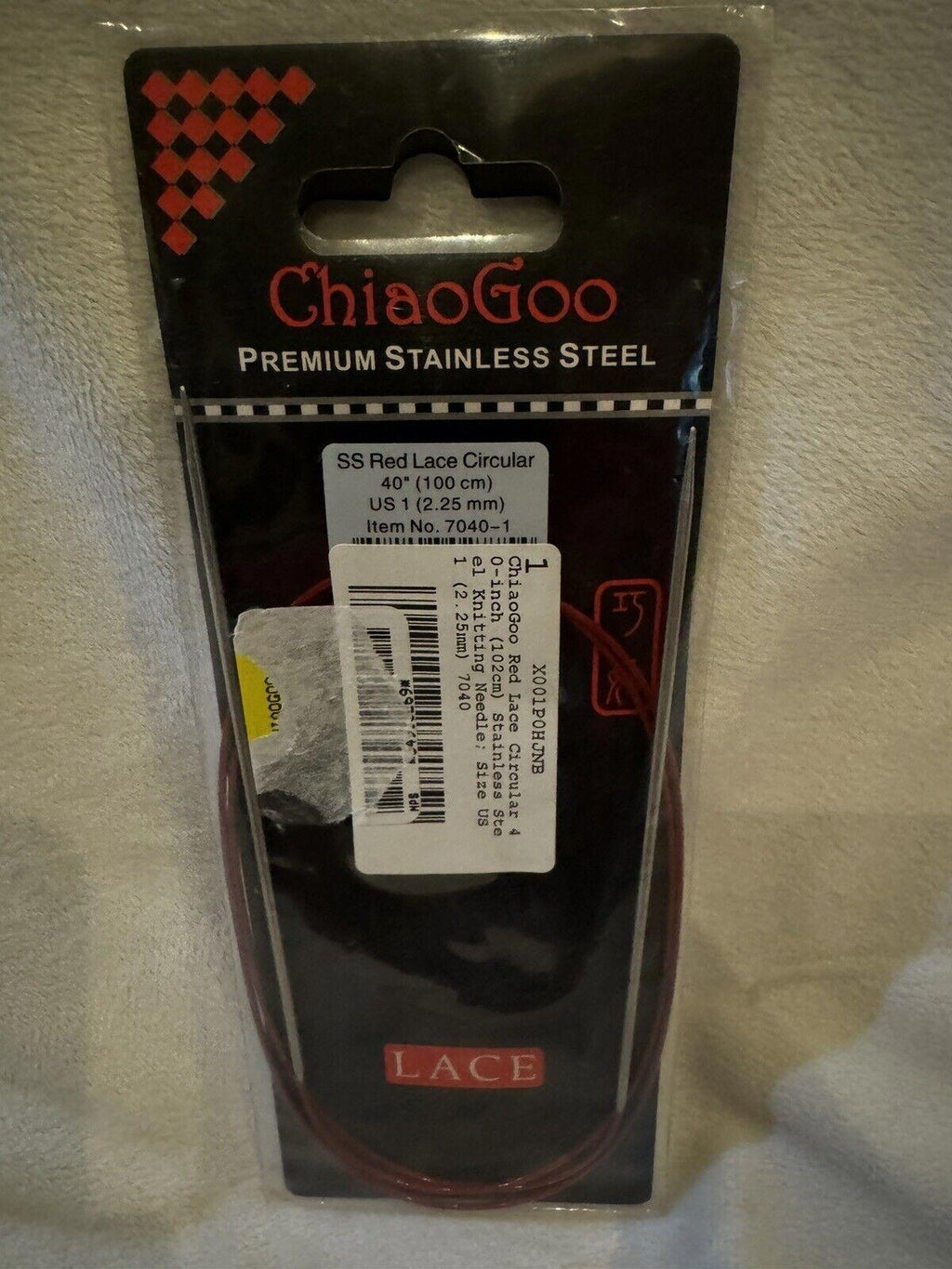 ChiaoGoo Red Stainless Steel Circular Knitting Needles US 1 (2.25mm) 40”(100 Cm)