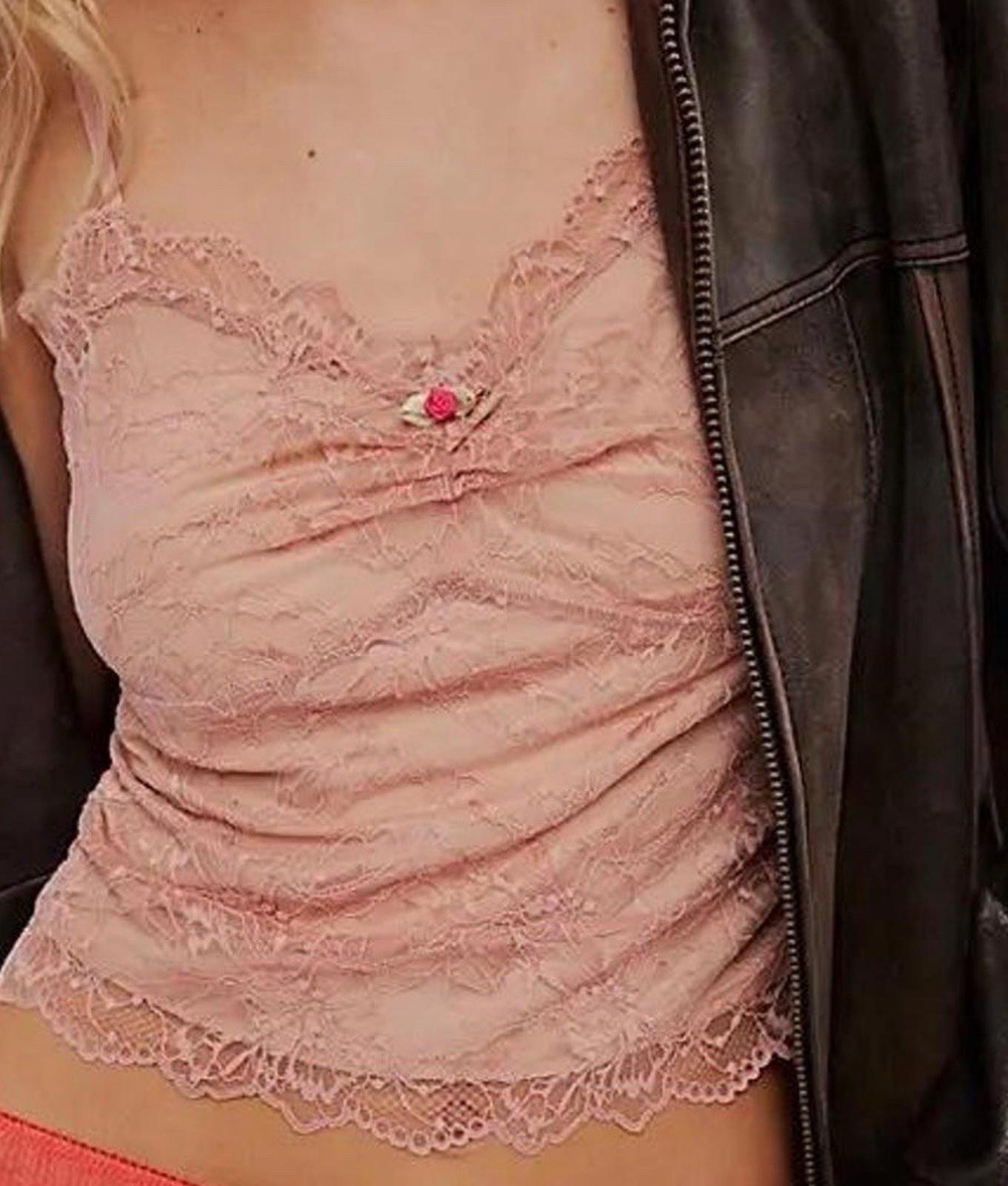 Intimately by Free People Lacey Essential Cami TankTop Misty Rose Women's S NWT