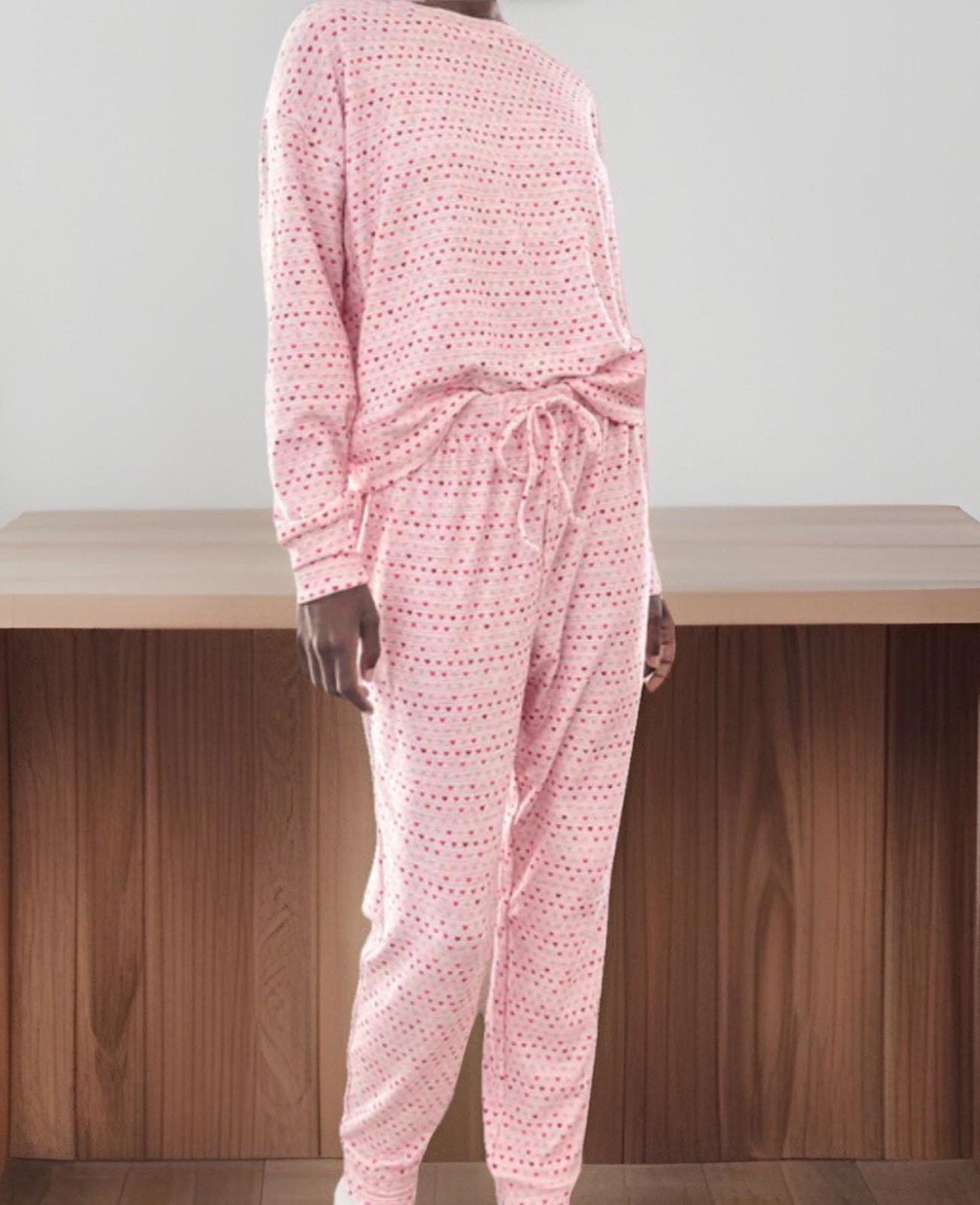 NEW Splendid 2-Piece Marna Waffle Pajama Set XS Tan & Red Hearts NWT $88
