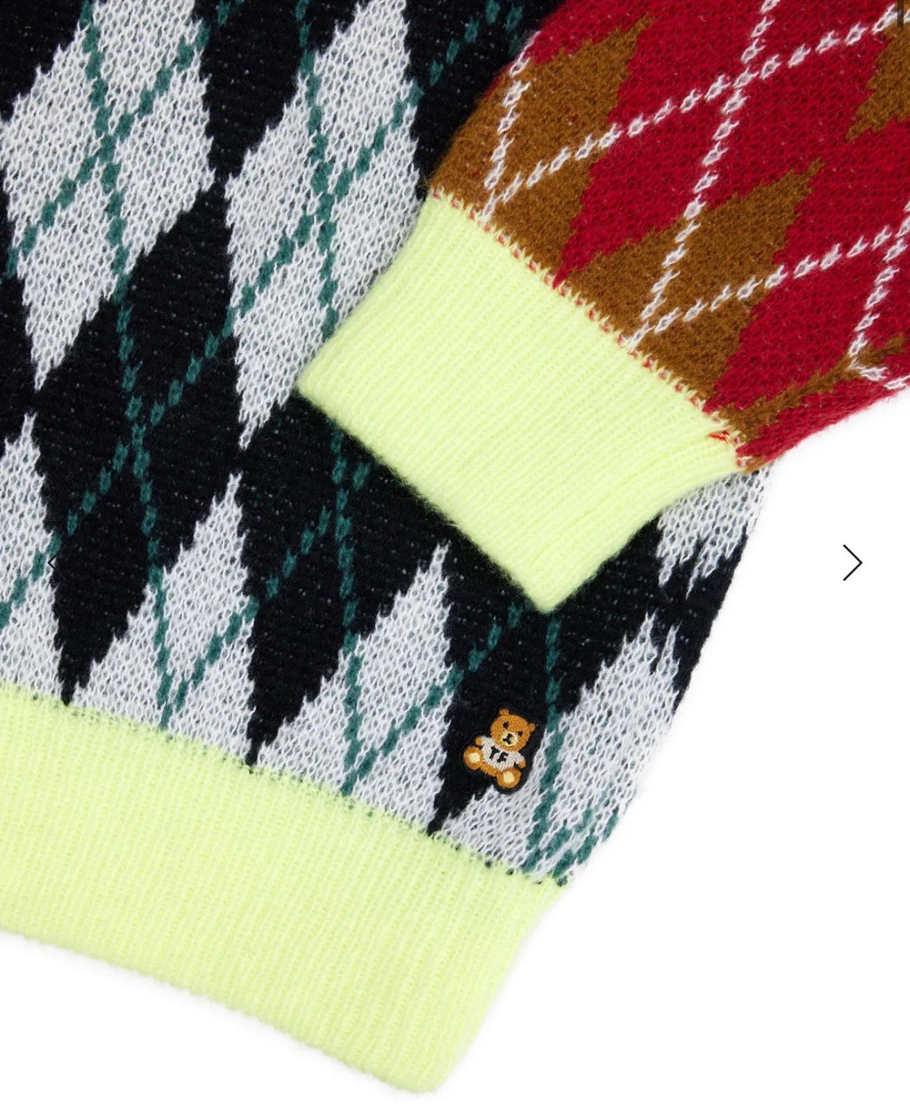 Teddy Fresh ARGYLE BLOCK SWEATER. SOLD OUT ONLINE! NEW! Medium