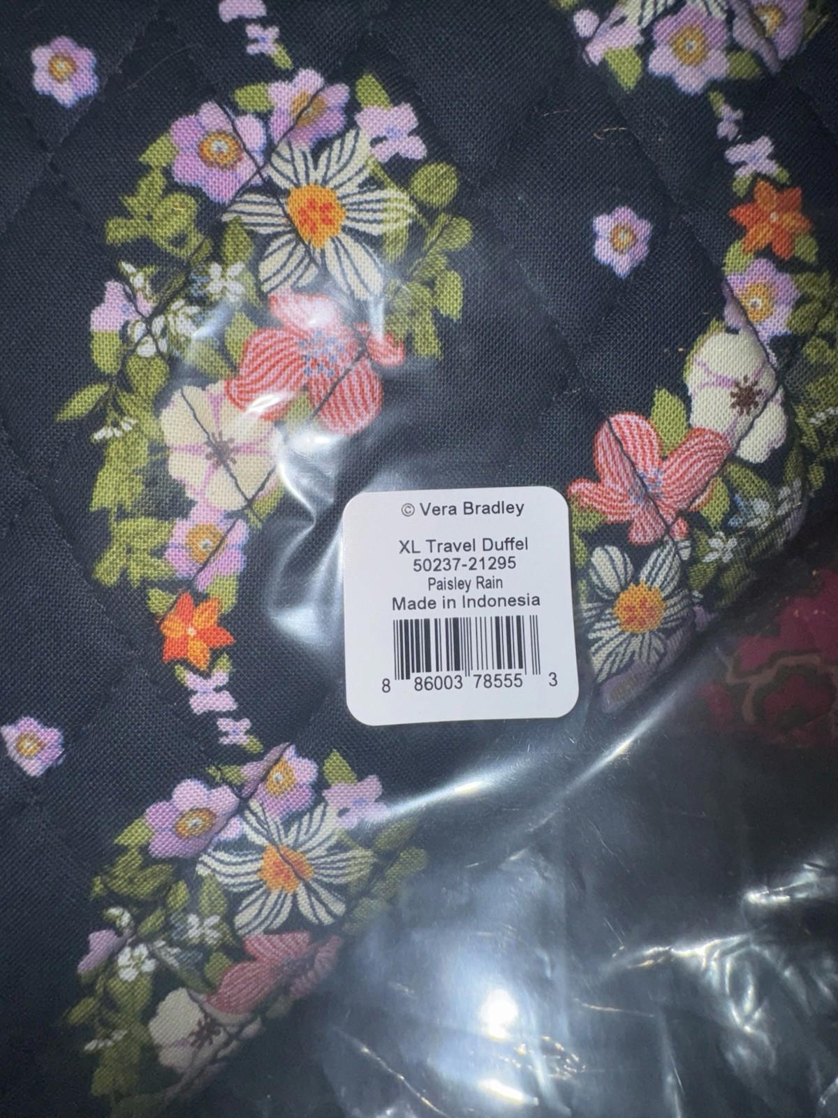 Vera Bradley Paisley Rain (flowers) XL Traveler Duffel Bag NWT