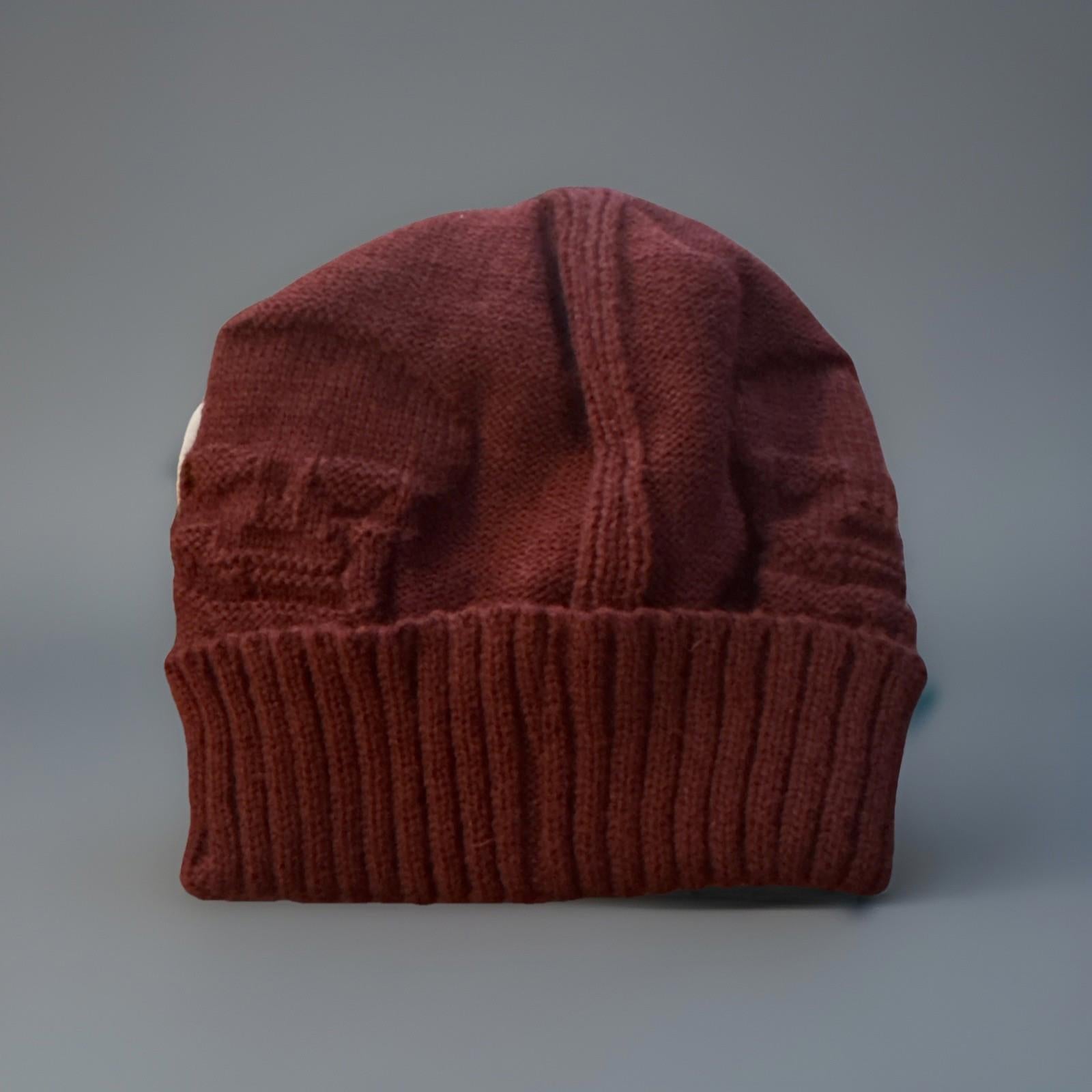 Winter Beanies Men Knitted Skull Pattern Maroon Hat With Metal Skulls Skull NEW