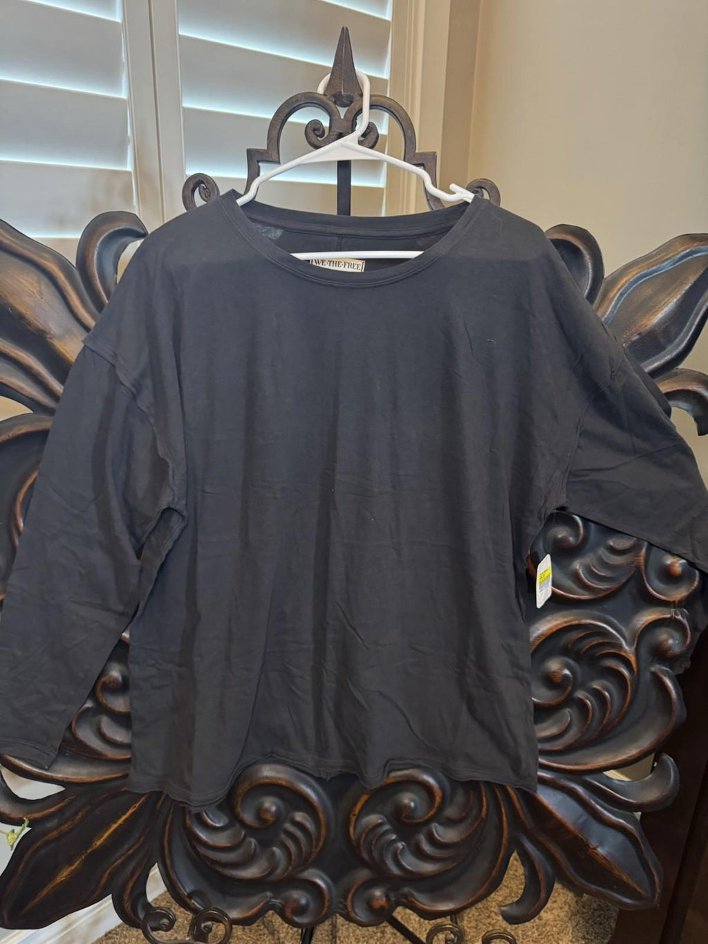 We The Free Womens MED Washed Black Free People Be My Baby Long Sleeve Tee NEW