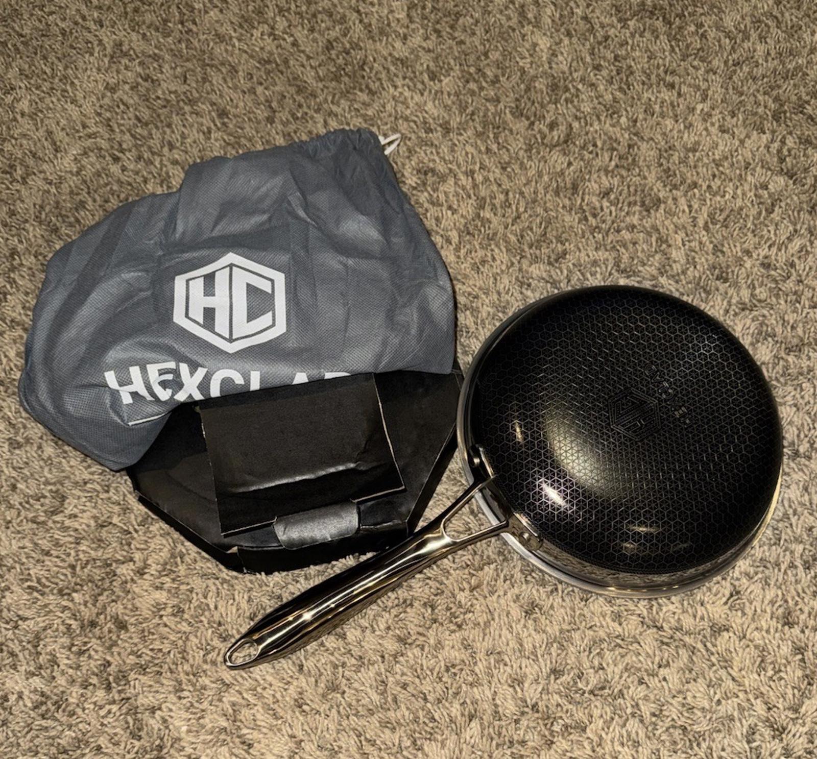 HexClad Hybrid Nonstick 8-Inch Frying Pan with Tempered Glass Lid - $149 MSRP