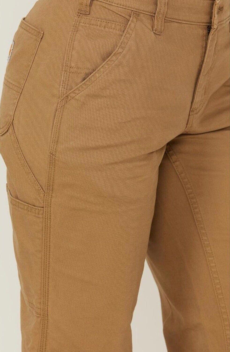 Carhartt Women Rugged Loose Fit Canvas Pant Khaki 16 Reg