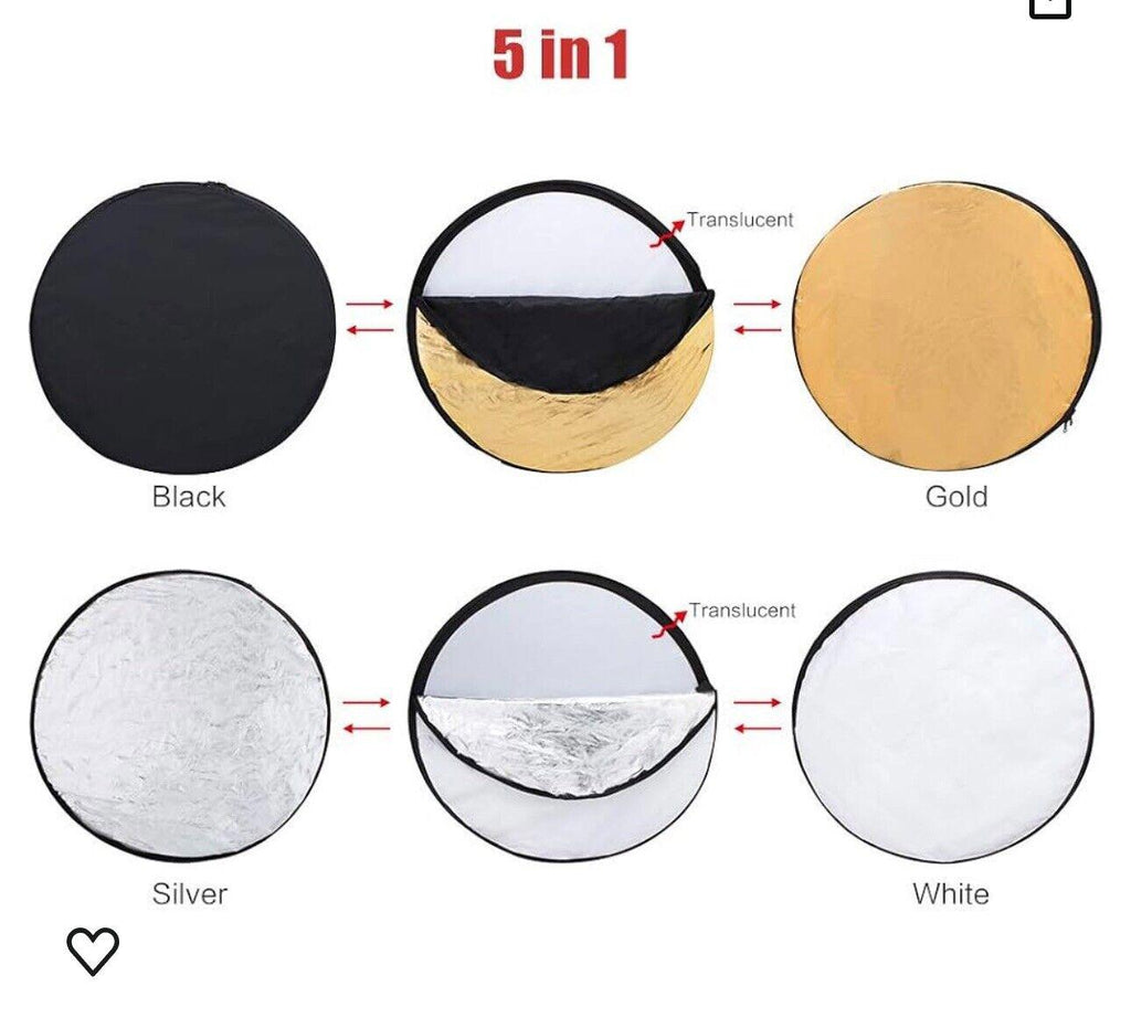 Ombar 24”/60 Cm 5-in-1 Photo Studio Multi-Disc Collapsible Light Reflector NEW