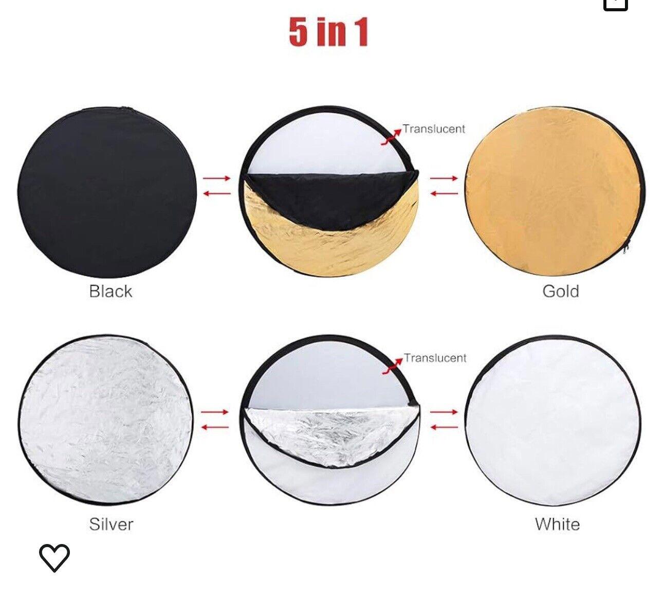 Ombar 24”/60 Cm 5-in-1 Photo Studio Multi-Disc Collapsible Light Reflector NEW
