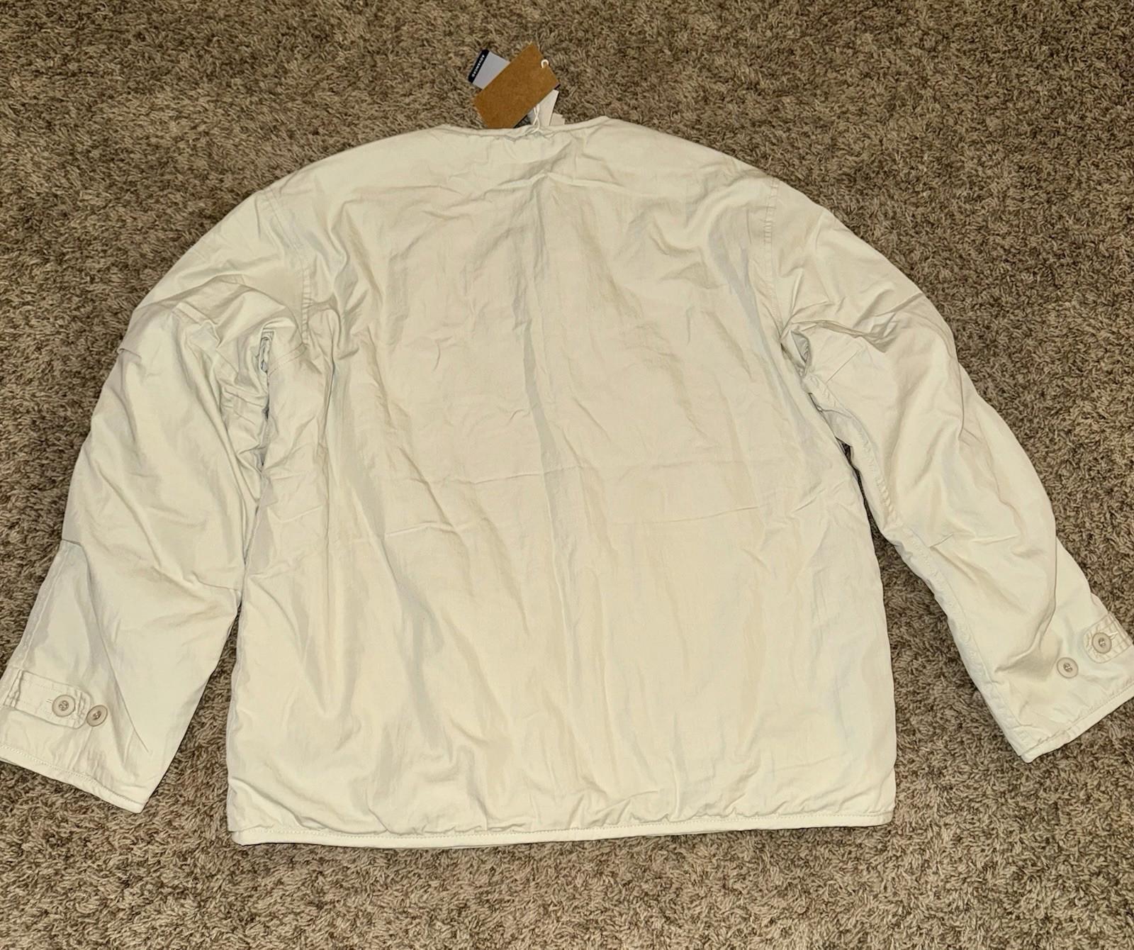 Annitude OSFM Buttonup Jacket Top Linen Mandarin Collar Pockets Womens Tan NEW
