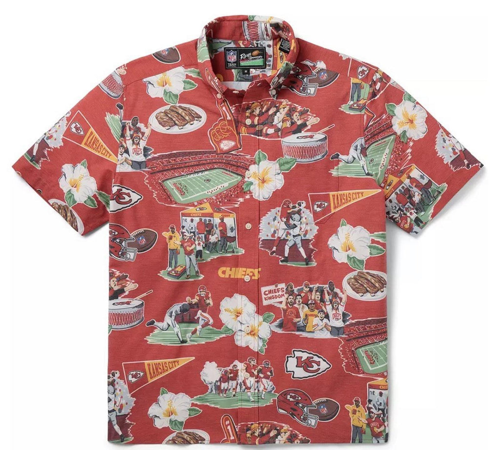 NEW Reyn Spooner x NFL Hawaiian Aloha Button Up Shirt LG Kansas City Chiefs NWT