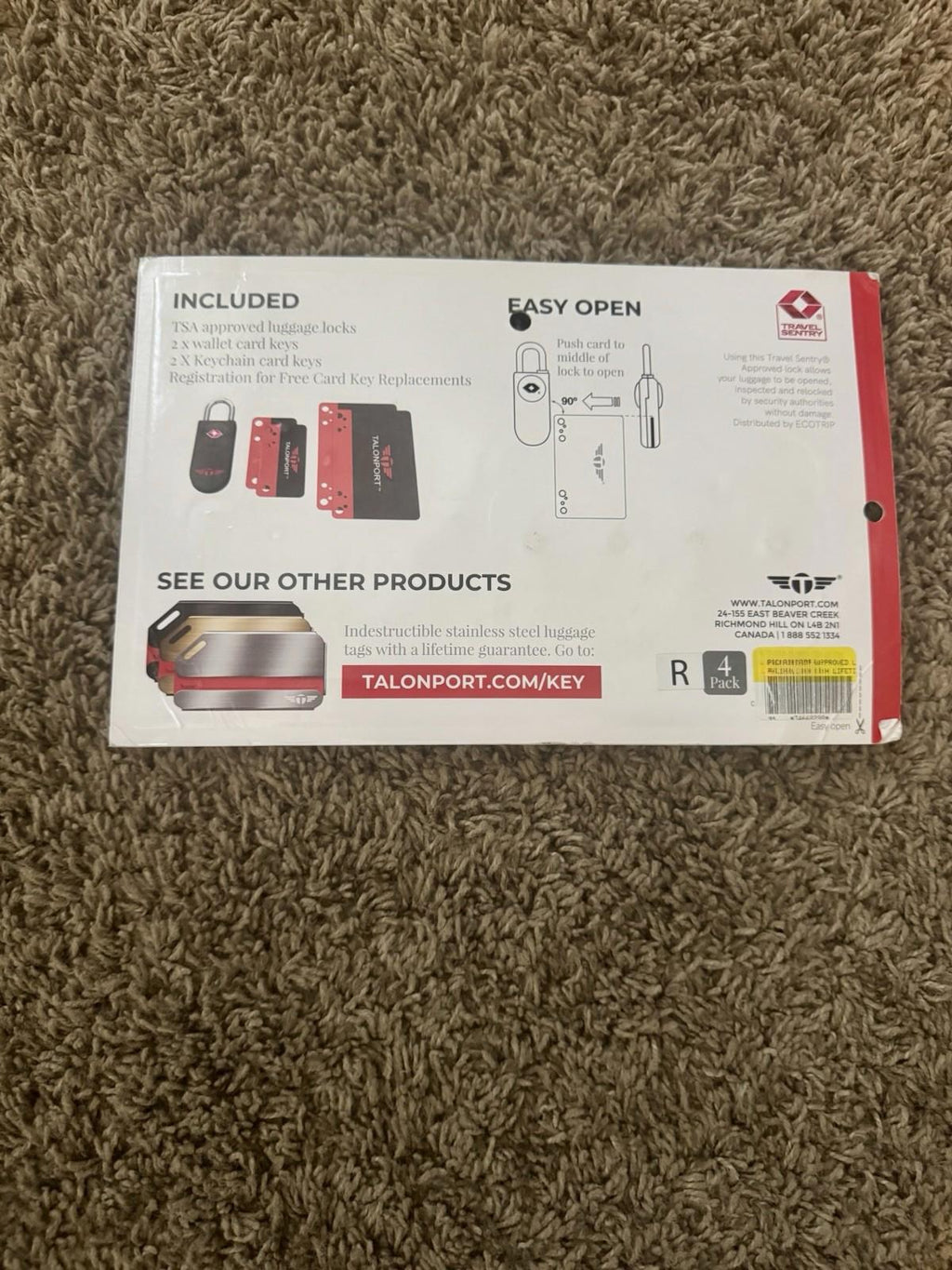 TALONPORT Keyless TSA Luggage Locks w/ Lifetime Card Keys No Combo to Forget