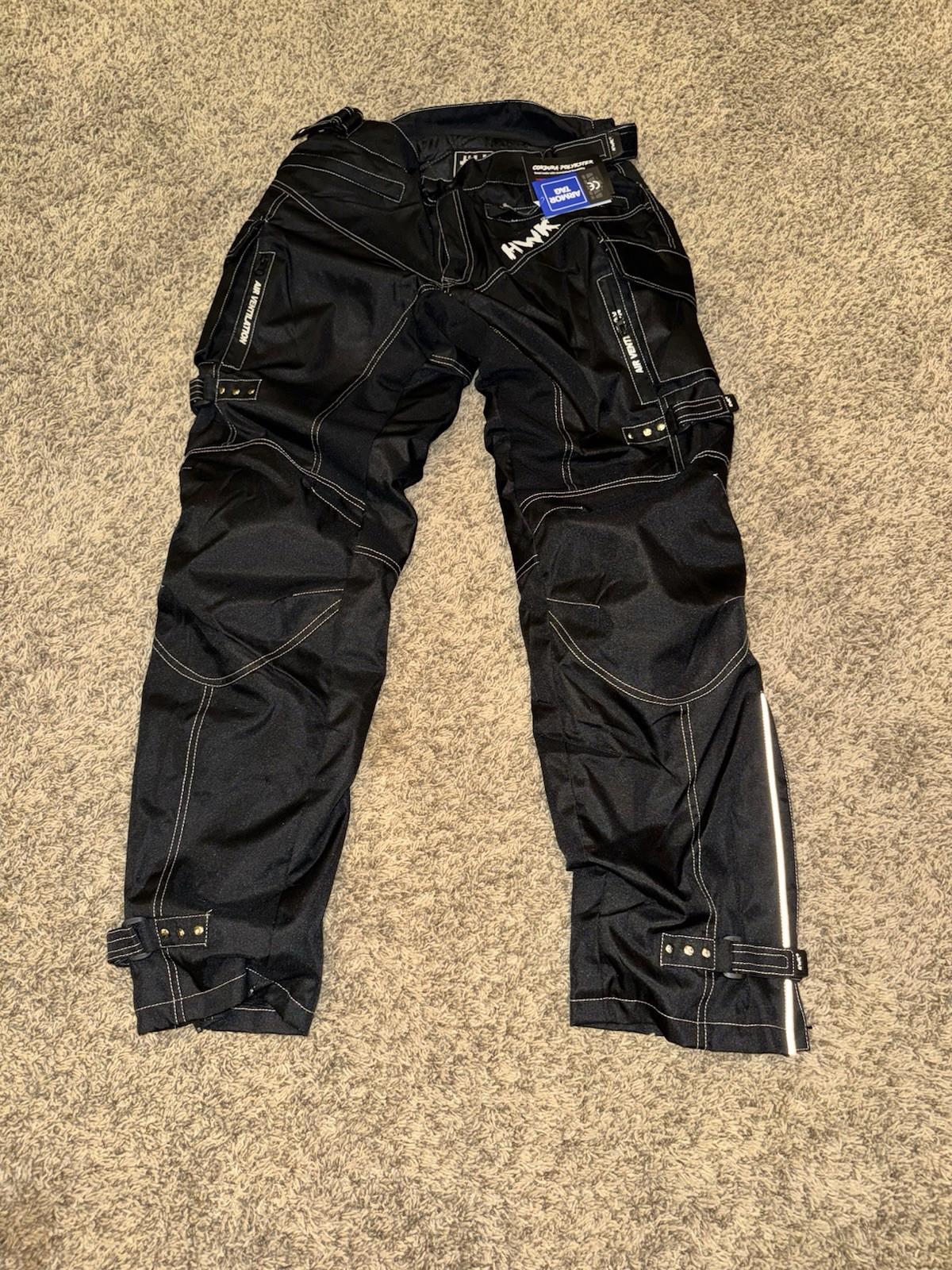 HWK Motorcycle Pants for Men & Women with Cordura Fabric, 3XL - Black- NEW!