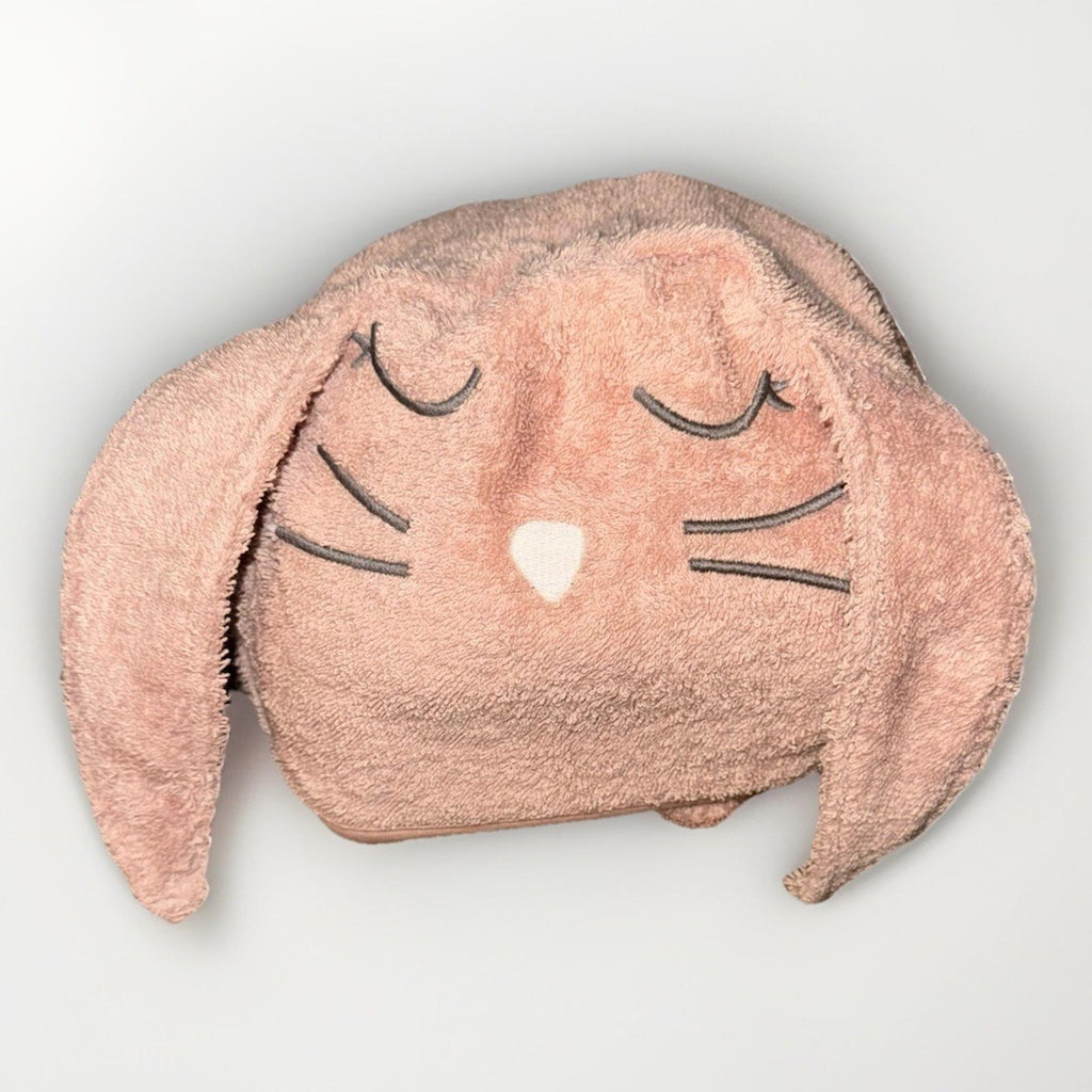 Burt's Bees Baby Hooded Towel Pink Bunny Organic Cotton Bath Animal Towel NWT