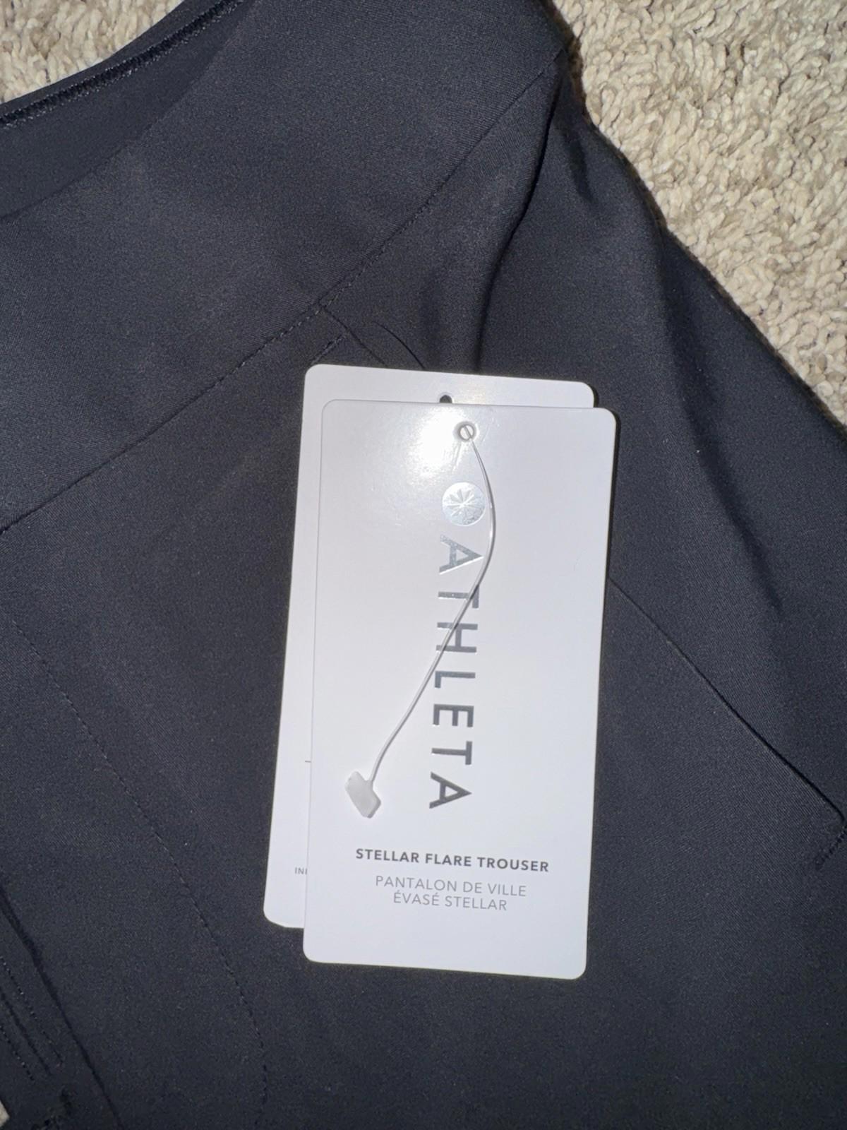 NWT ATHLETA Stellar Flare Trouser 4 Small Black Pant #486208 City Travel
