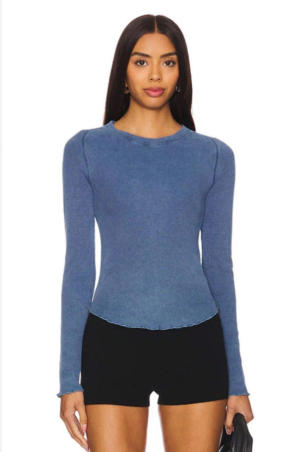 NEW Free People Easy Does It Tee Long Sleeve XS Dark Denim NWT