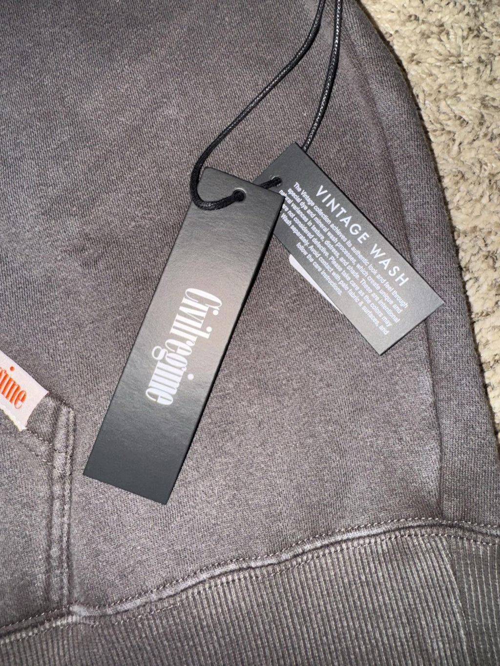CIVIL REGIME CONCRETE SIN ZIP UP HOODIE IN SUN WASH BLACK (XXL)