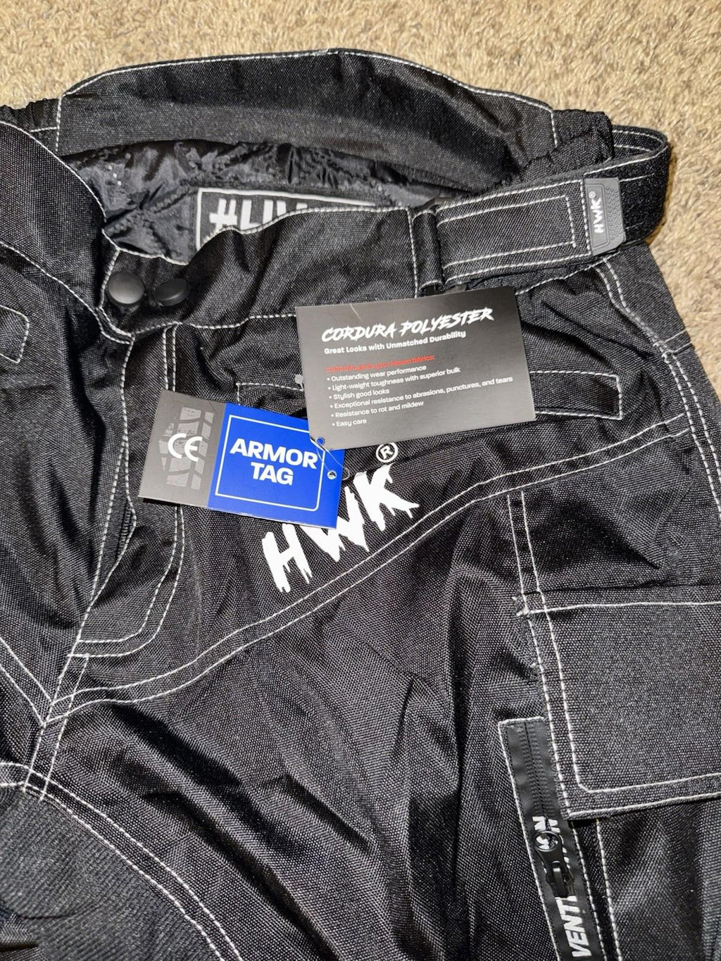 HWK Motorcycle Pants for Men & Women with Cordura Fabric, 3XL - Black- NEW!