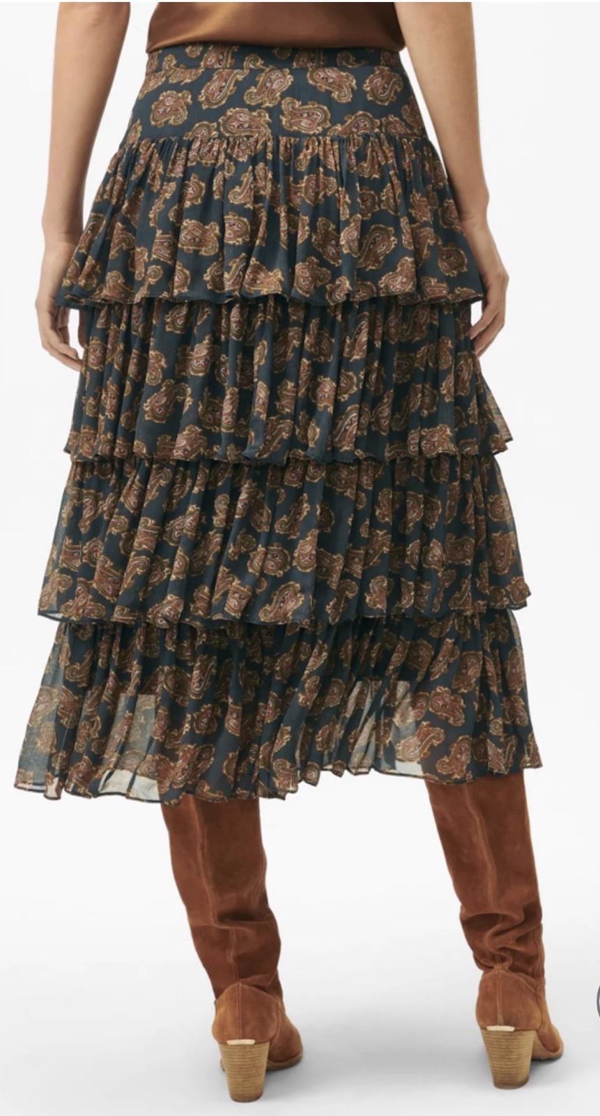 NEW! Women's Brooks Brothers Tiered Skirt in Paisley Chiffon NWT
