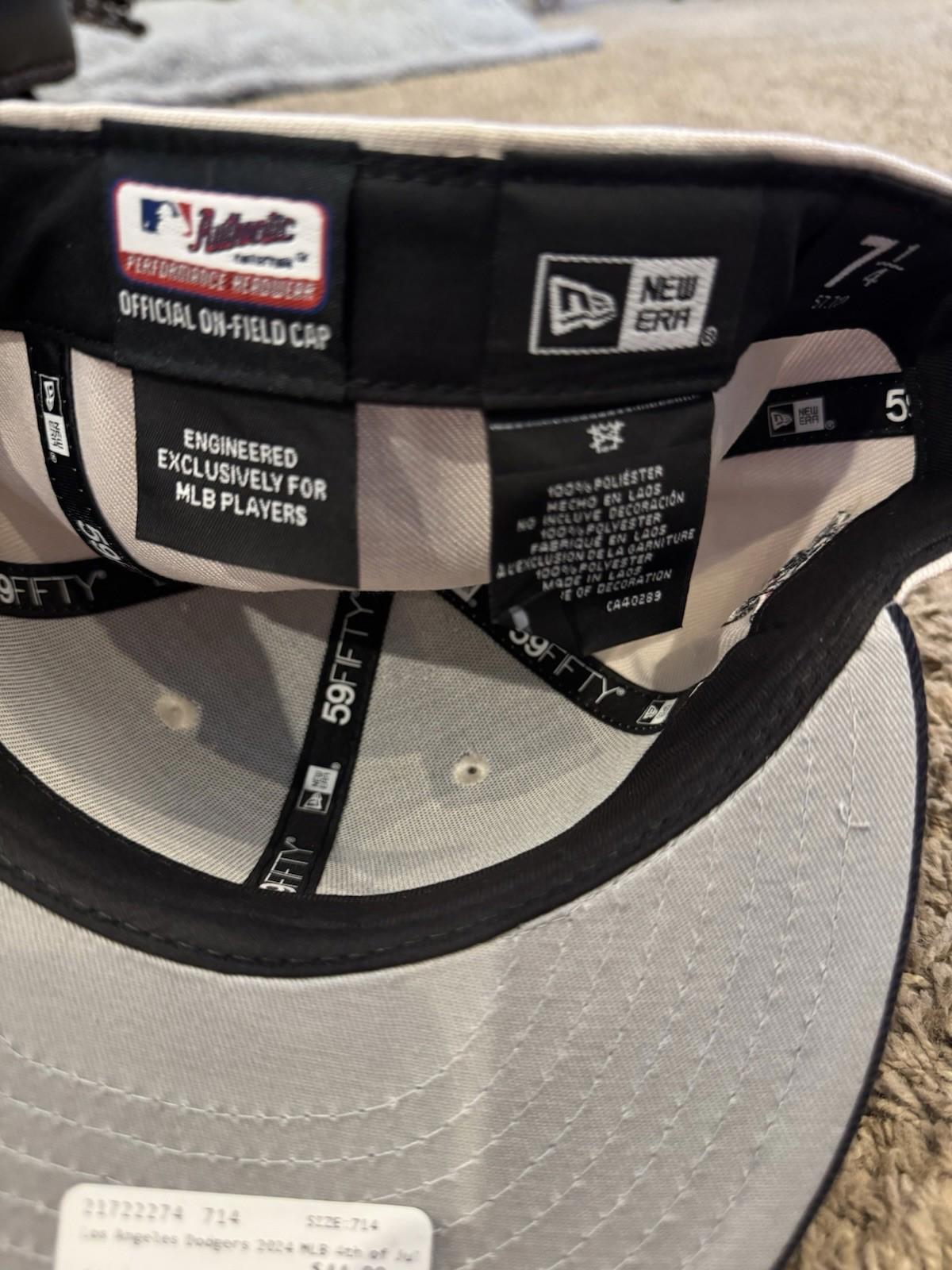 NEW LA Dodgers New Era Khaki/Black Fourth of July 59FIFTY Fitted Hat Size 7