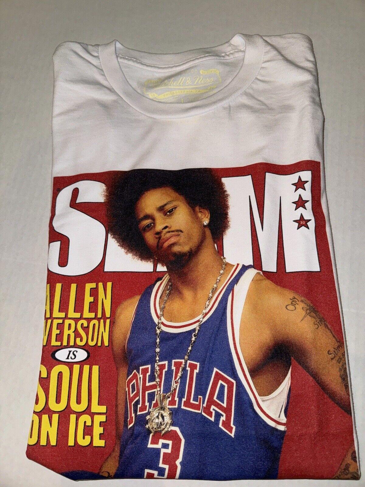 MITCHELL & NESS Allen Iverson 1999 Slam Magazine Cover White Large Tee 76ers NEW