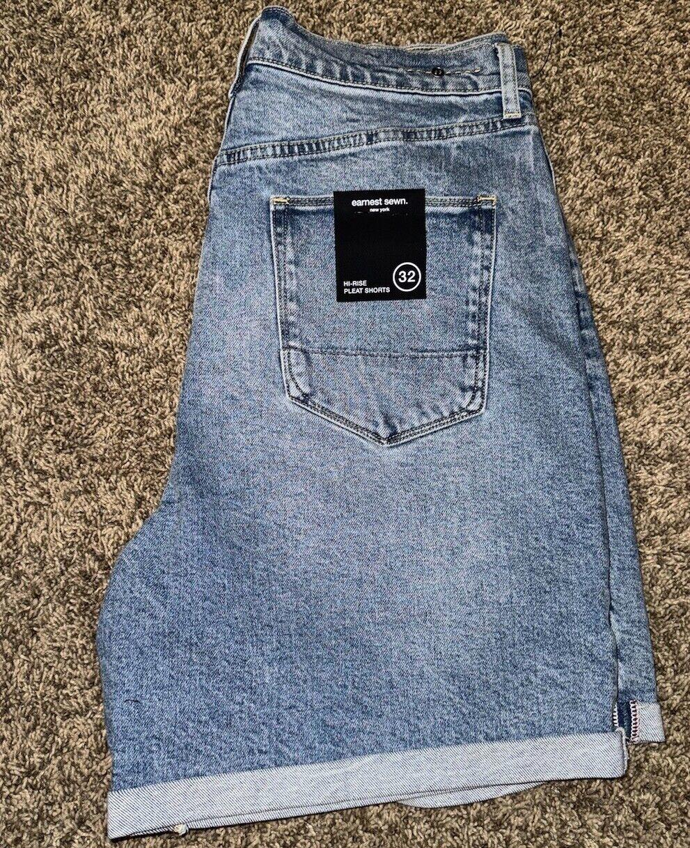 Earnest Womens Button Fly High Rise Denim Shorts Sz 32