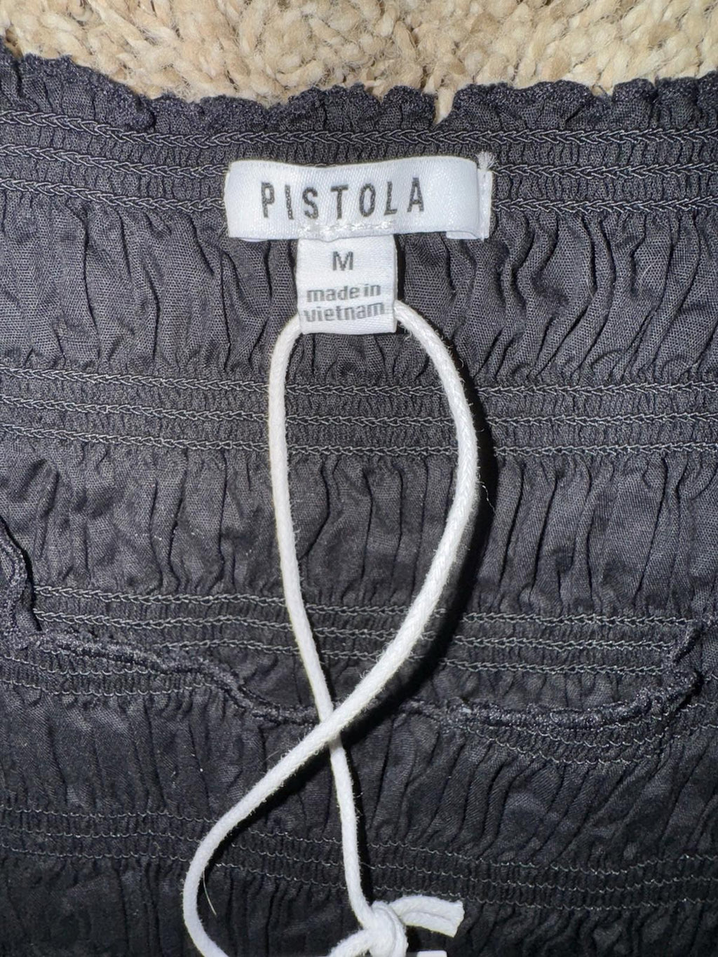 Pistola Phoebe Smocked Tank Top Noir Black Medium MSRP $108 NEW!