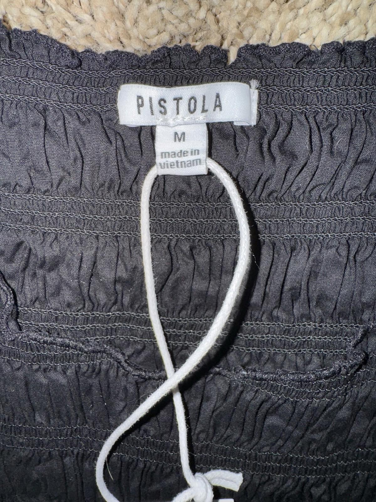 Pistola Phoebe Smocked Tank Top Noir Black Medium MSRP $108 NEW!