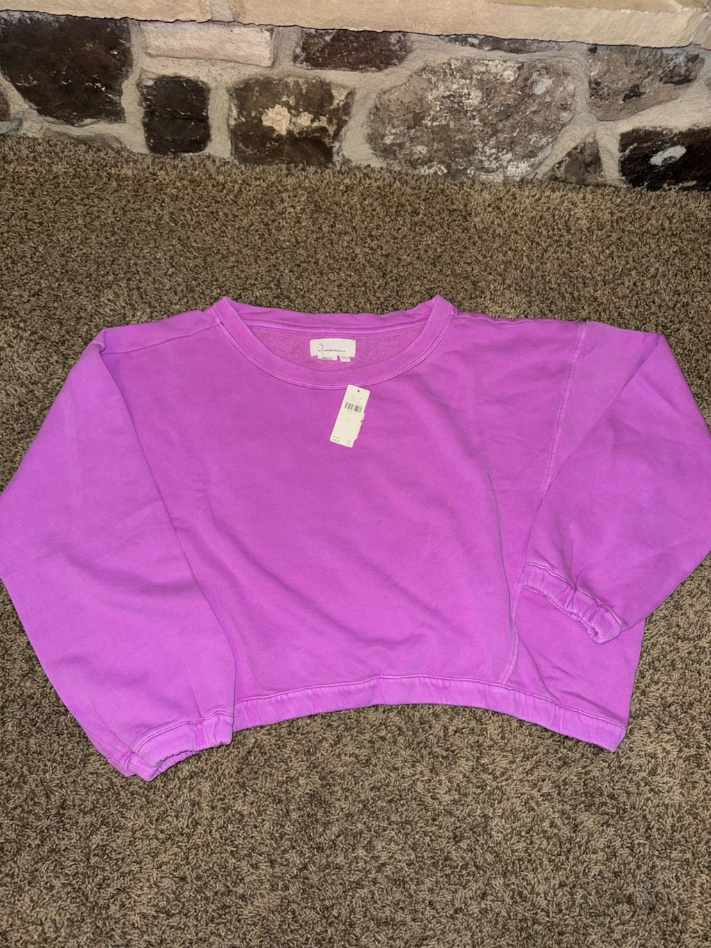 By Anthropologie Women's Size LG Boxy Cropped Sweatshirt Purple NEW