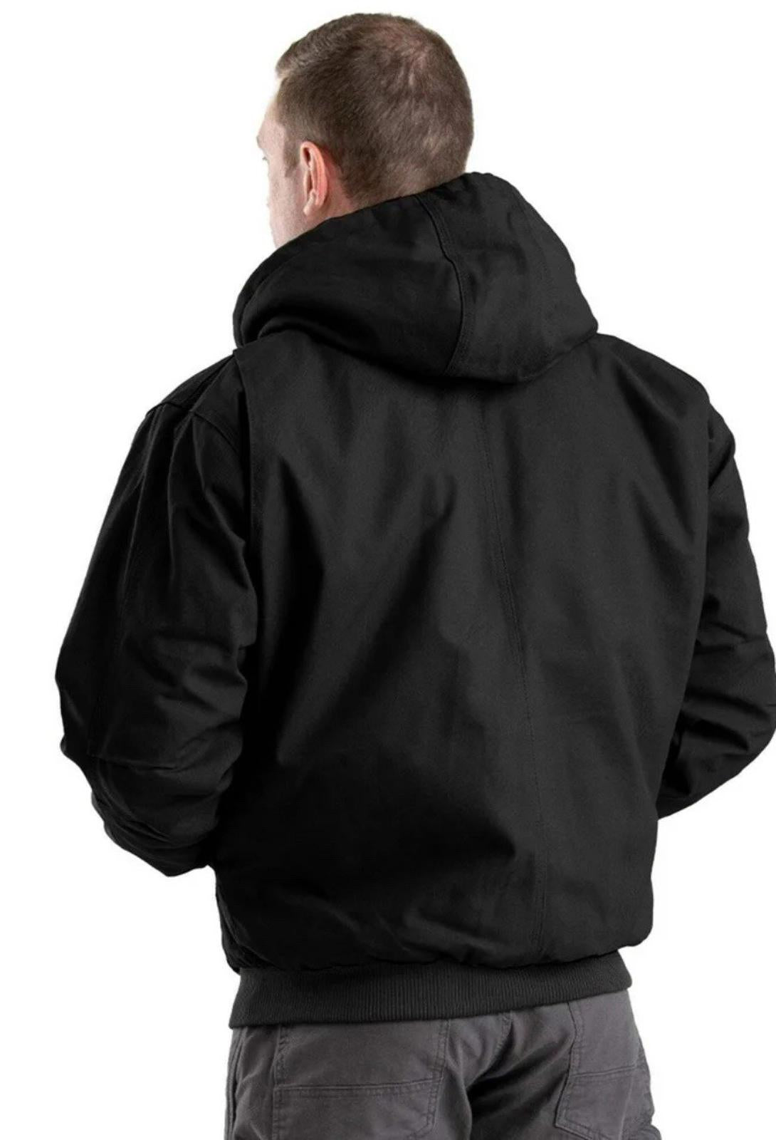 Men's Berne Black Hooded Active Jacket  - Black Size M  HEAVY WORK COAT NEW