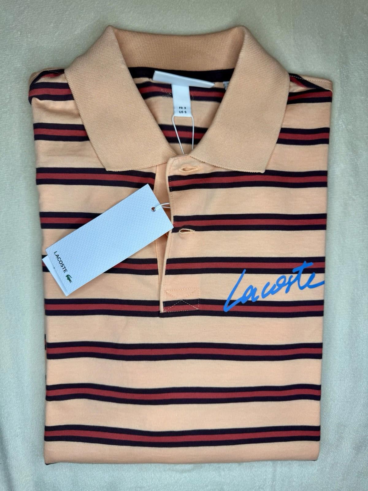 NEW! Lacoste Men's Regular Fit Cotton Polo Striped Shirt Small NWT