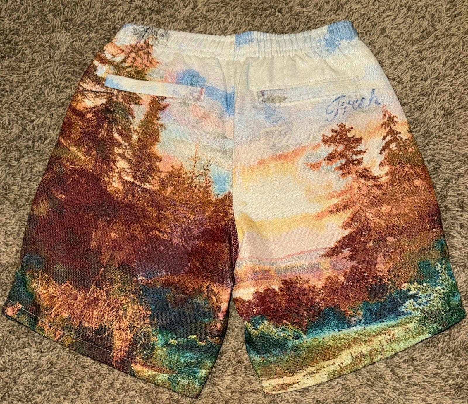NEW RARE Teddy Fresh Samuel Finch Shorts Watercolor Landscape Print Size XS NWT