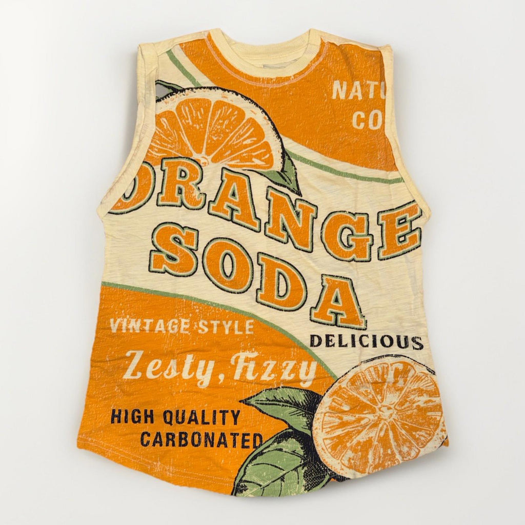 Anthropologie Pilcro Vinnie Cotton Graphic Muscle Tee Womens Size XS Orange Soda