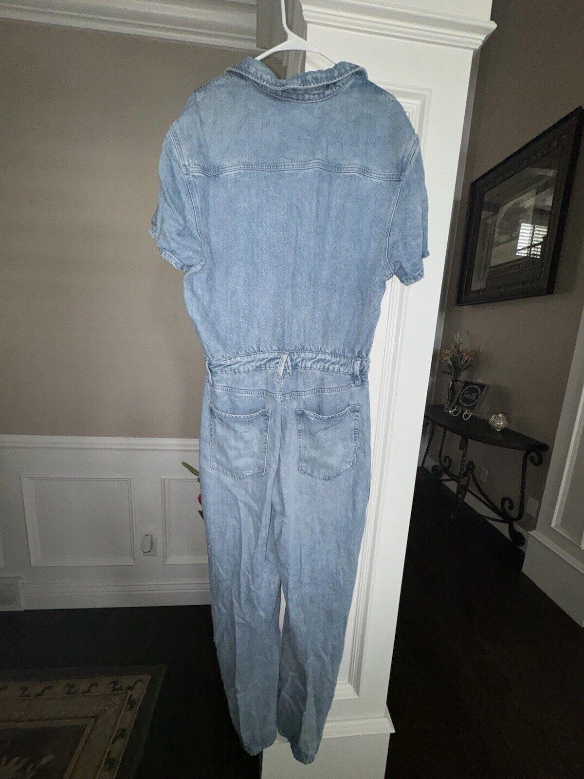 Good American Women's Denim Zipper Jumpsuit Size 5/2XL NWT