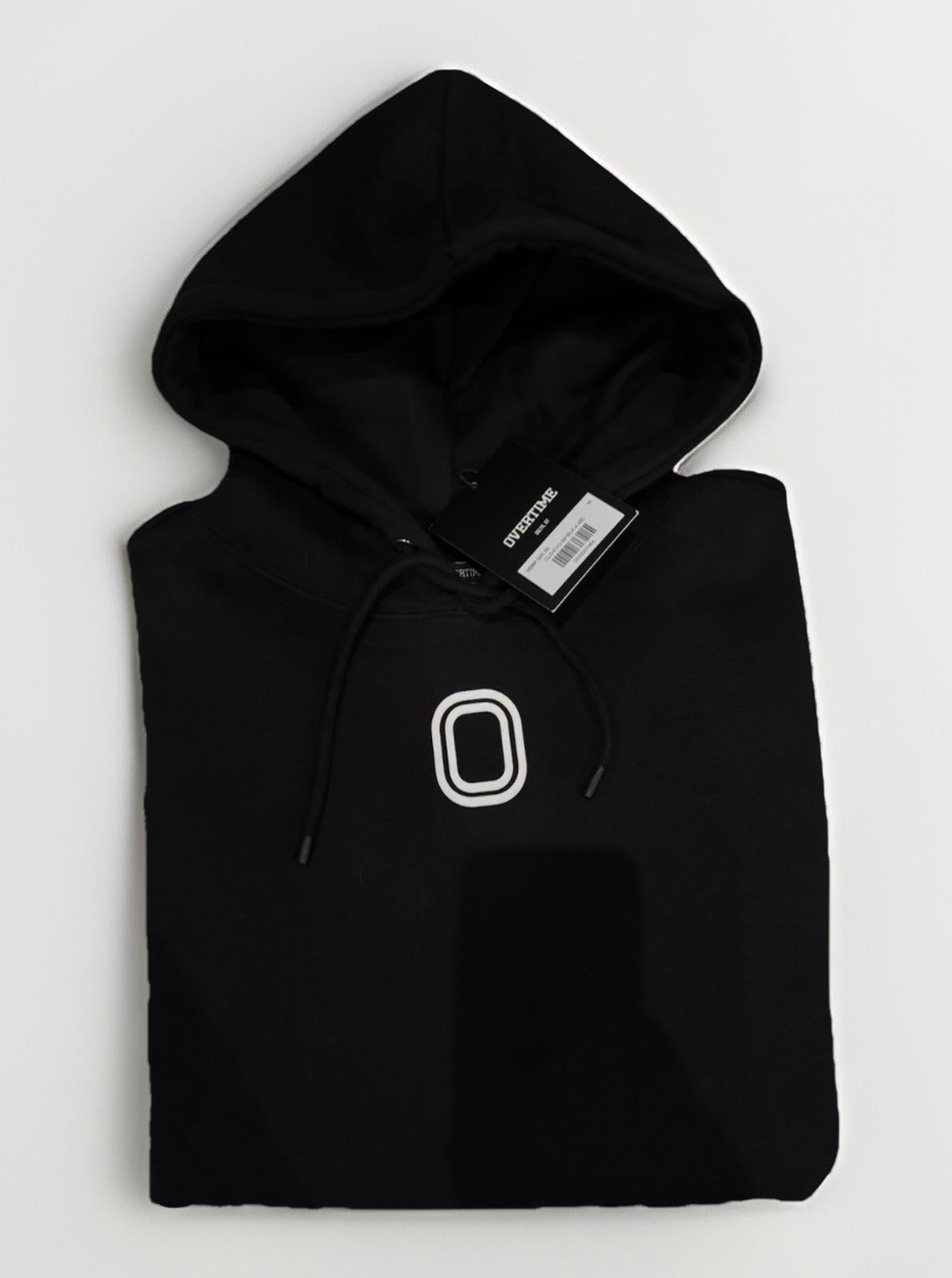 Overtime Sweatshirt Mens MED Black Hoodie Streetwear Center Logo Basketball