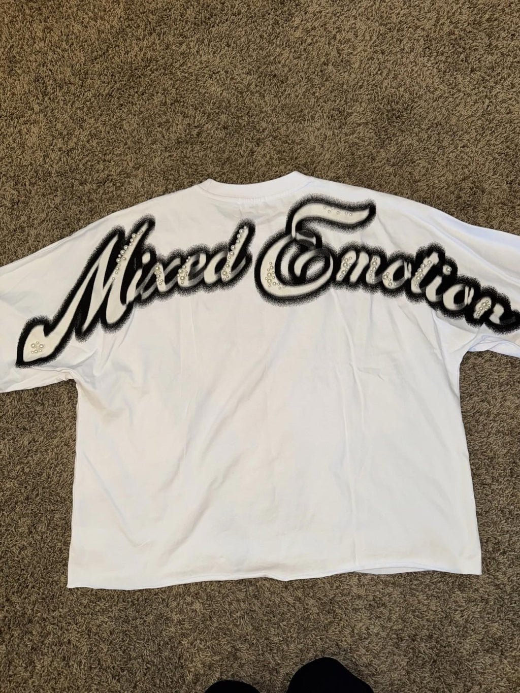 NEW Mixed Emotion White PEARL Cropped Tee Mens Streetwear High-Quality XXL