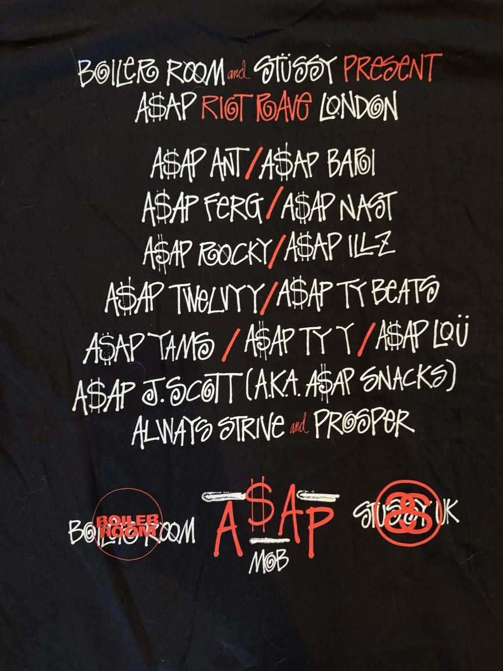 Asap Rocky × Stussy Friends & Family Boiler Room London Tee