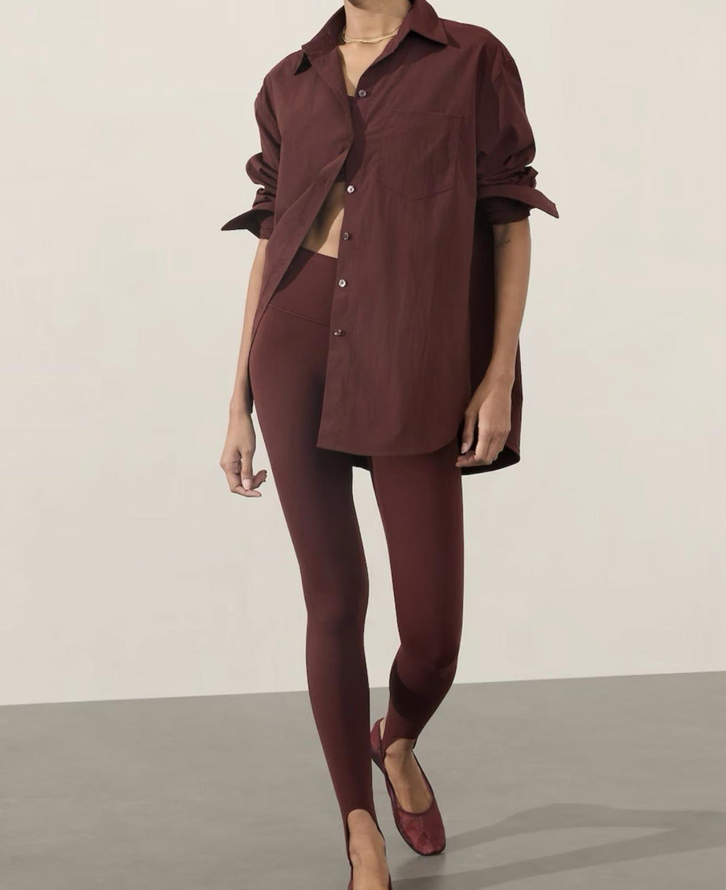 Athleta Medium Midday Relaxed Shirt Garnet NEW! #414480