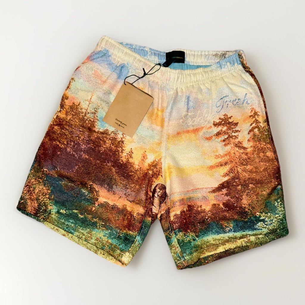 NEW RARE Teddy Fresh Samuel Finch Shorts Watercolor Landscape Print Size XS NWT