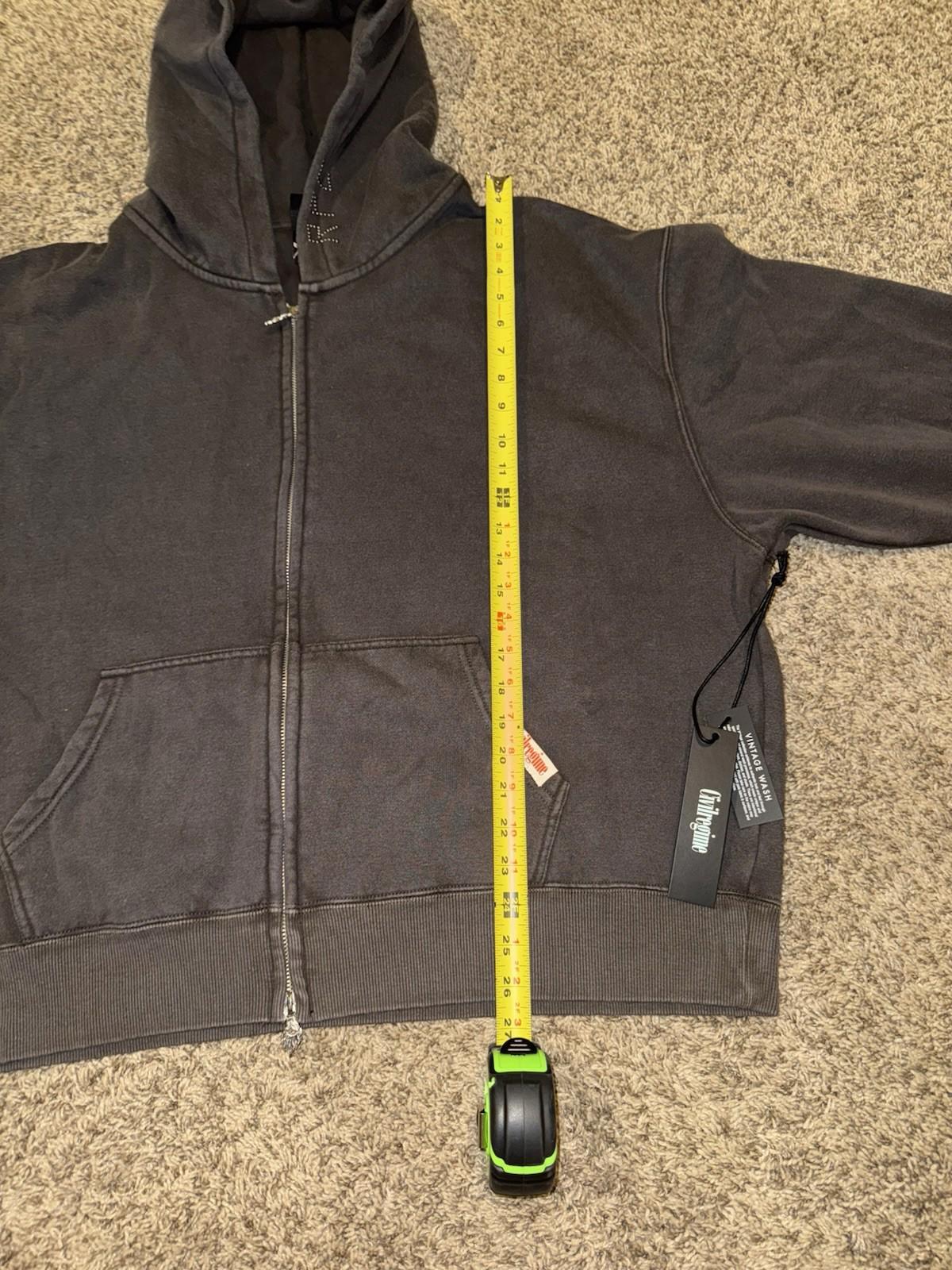 CIVIL REGIME CONCRETE SIN ZIP UP HOODIE IN SUN WASH BLACK (XXL)
