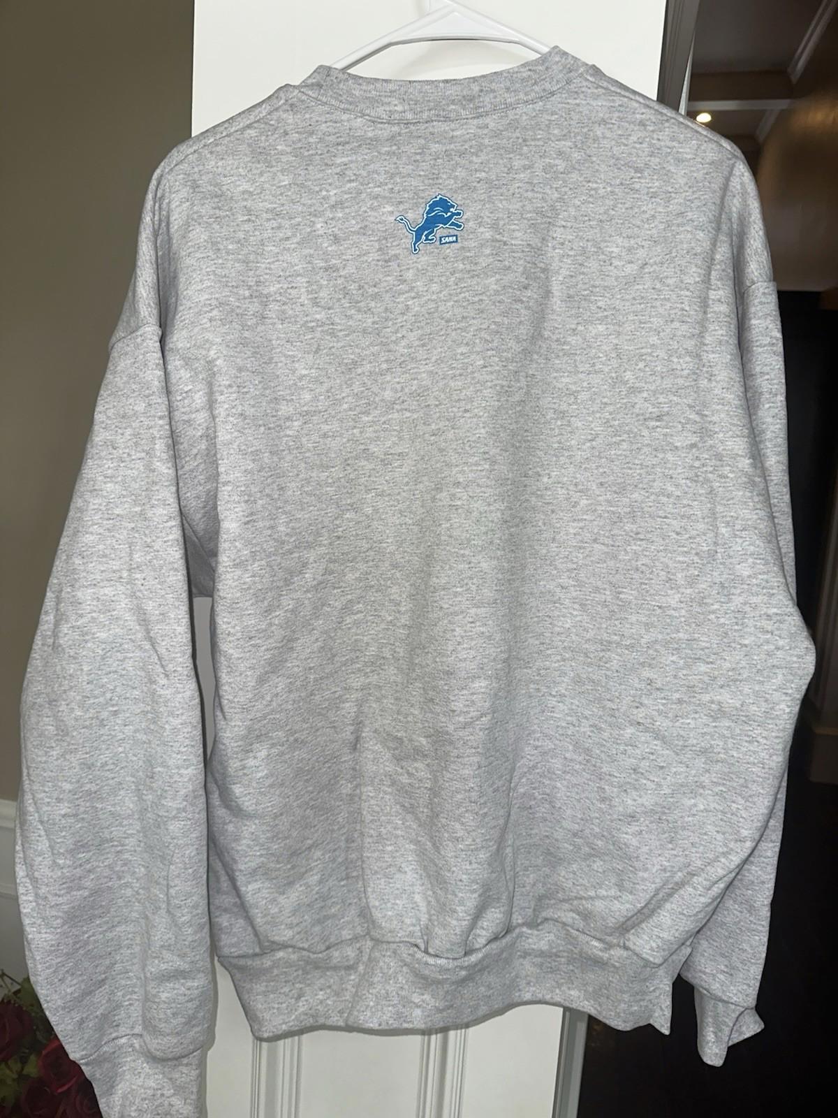 Unisex Gray SANA x Detroit Lions Skull Football Crewneck NFL - Size L NWOT
