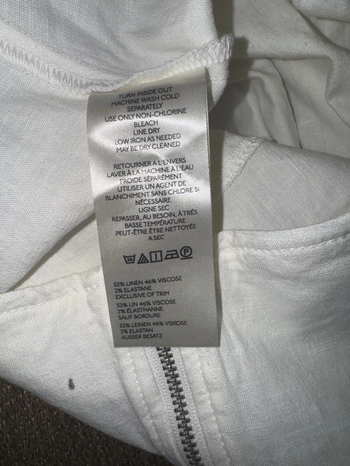 NEW Anthropologie Pants Womens White Wide Leg Linen Blend Pleated NWT Size 4