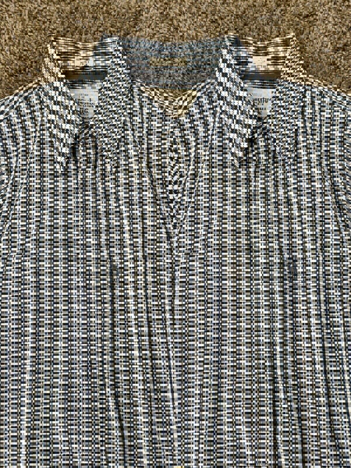 Abercrombie Fitch Shirt Men SM Navy White Gingham Plaid