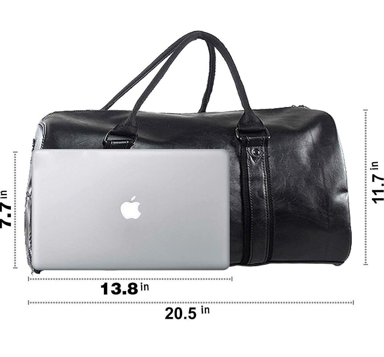 Weekender Oversized Travel Duffel Bag w Shoe Pouch Leather