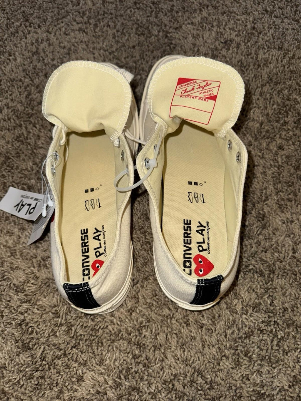 NEW Converse X Comme Des Garcon Play CDG Chuck Taylor Low Cream  12  W / 10 Men