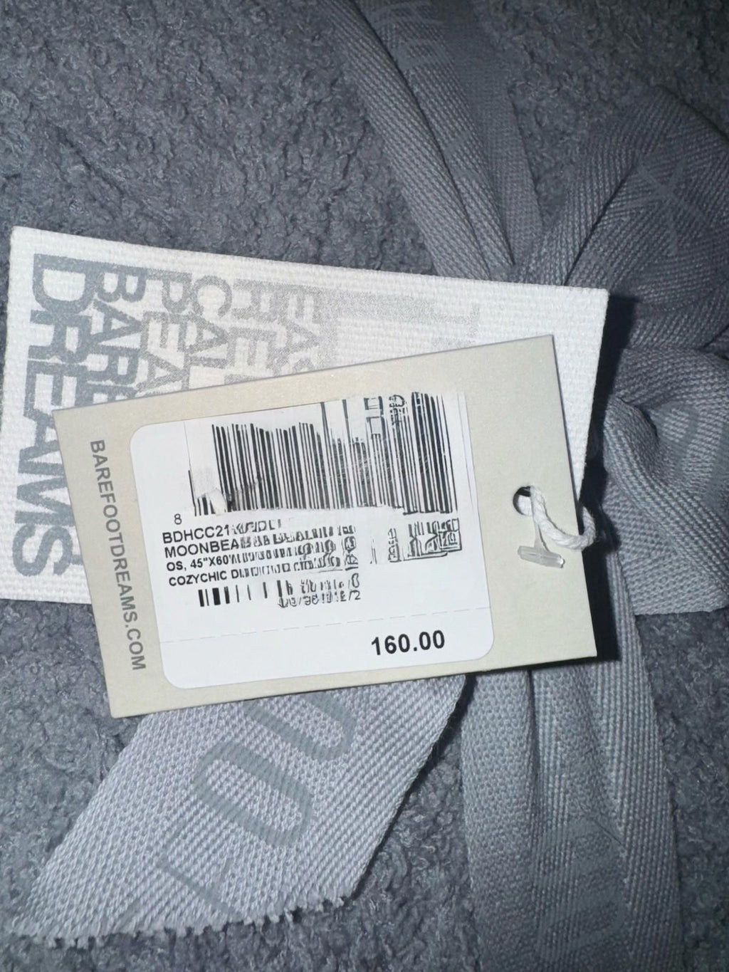 NWT $160 Barefoot Dreams CozyChic Diamond Weave Throw Blanket Gray 45"X60"