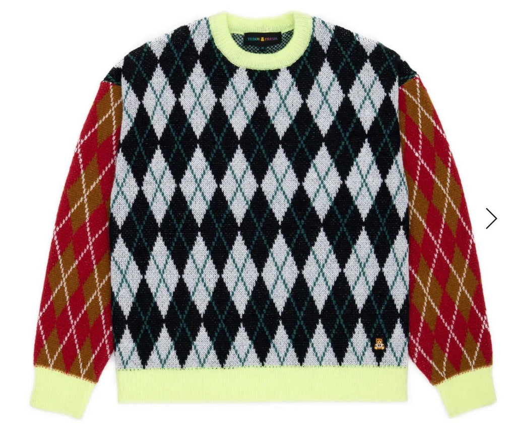 Teddy Fresh ARGYLE BLOCK SWEATER. SOLD OUT ONLINE! NEW! Medium