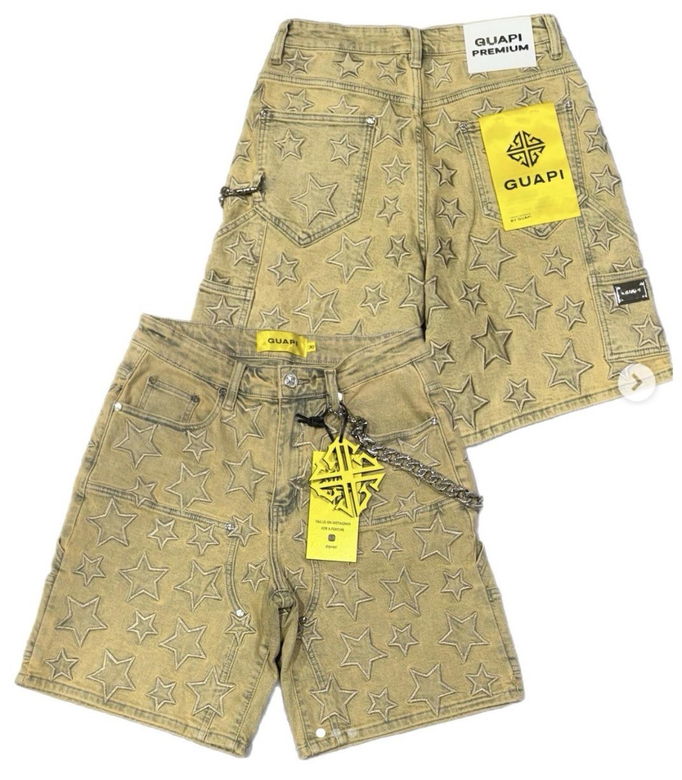 NEW! GUAPI 489OBSDS GUAPI STAR SHORTS NWT Size 38 Muted Yellow Sold out online